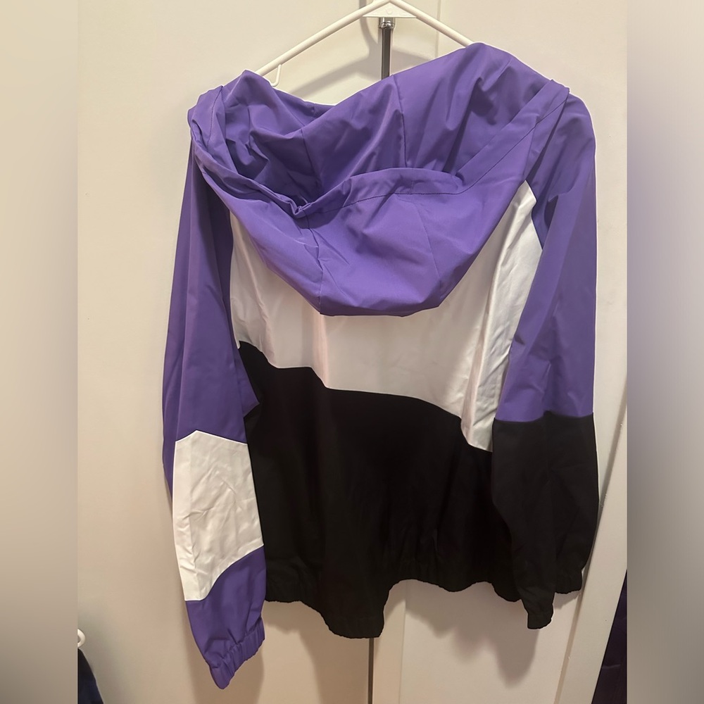 Colorblock Drawstring Zipper Windbreaker Jacket - Picture 6 of 6